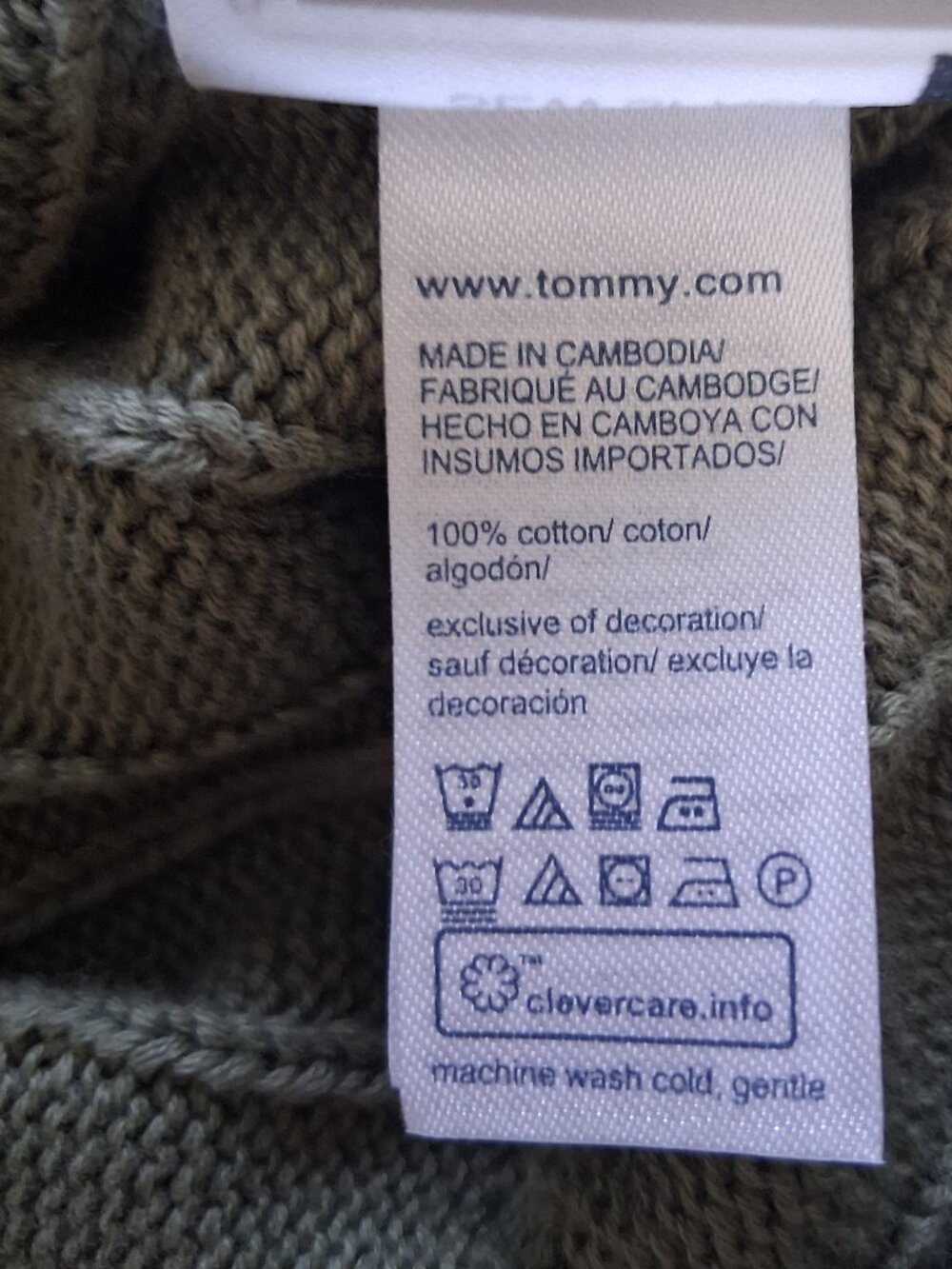 Tommy Hilfiger Men's Large Olive Green Cable Knit Cotton Sweater NWT - Picture 6 of 6